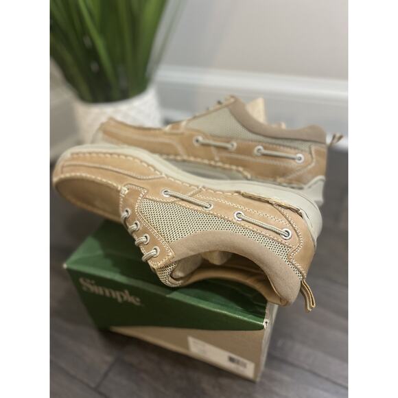 SIMPLE Men's FATHOM Tan Leather/Canvas Boat Shoes 10 M NIB - Picture 16 of 16
